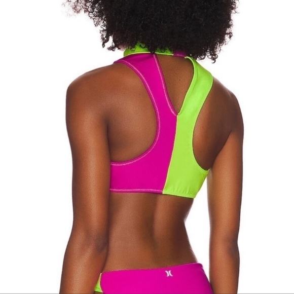 LoveShackFancy x Hurley High Neck Zipper Bikini Top XL - Picture 5 of 11
